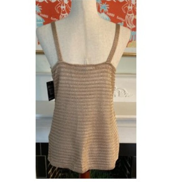 Boston Proper Gold Knit/Sequin Tank Top - Picture 3 of 4